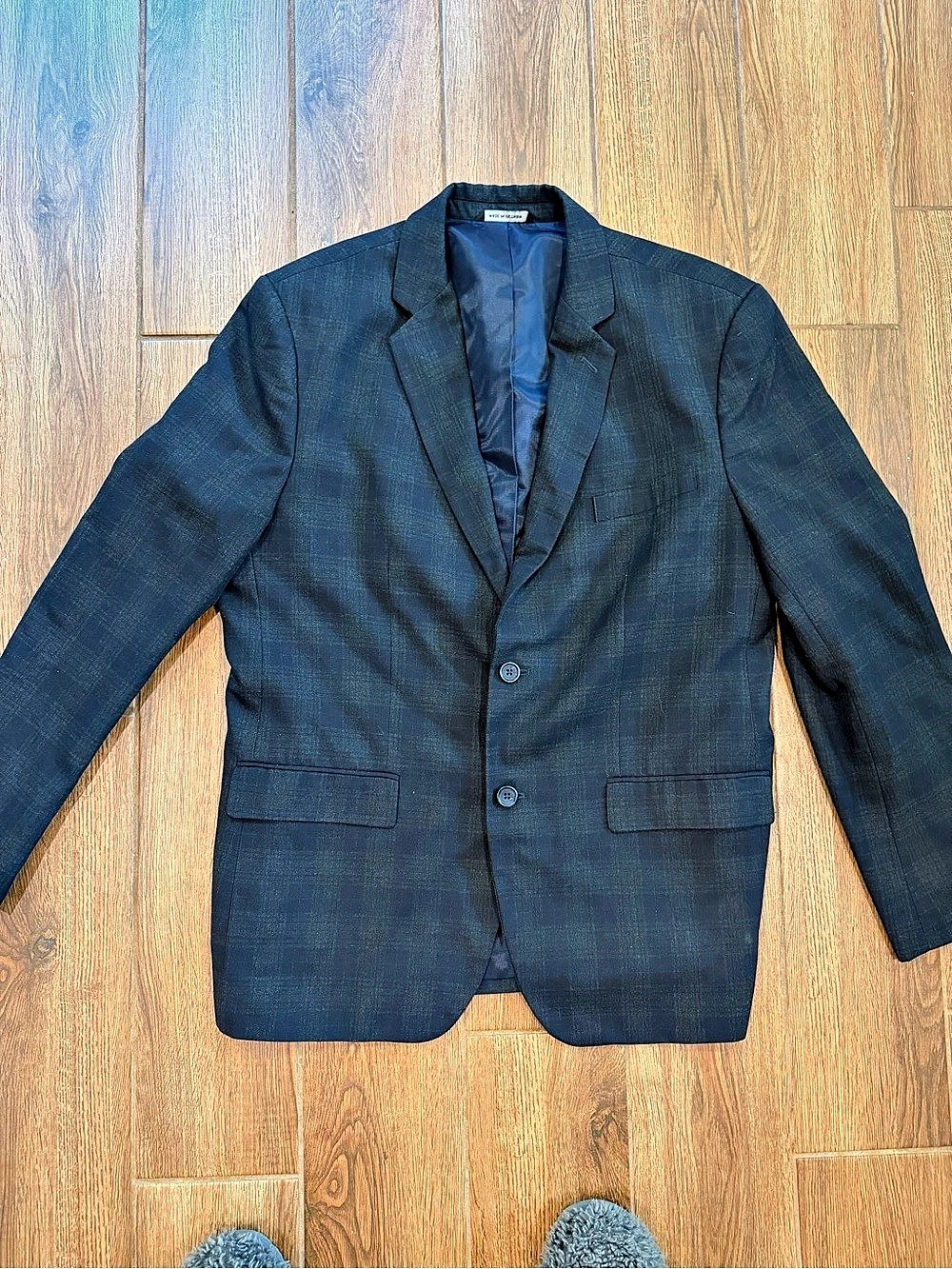 Banana Republic Tailored Fit Plaid Blazer Blue Size 46